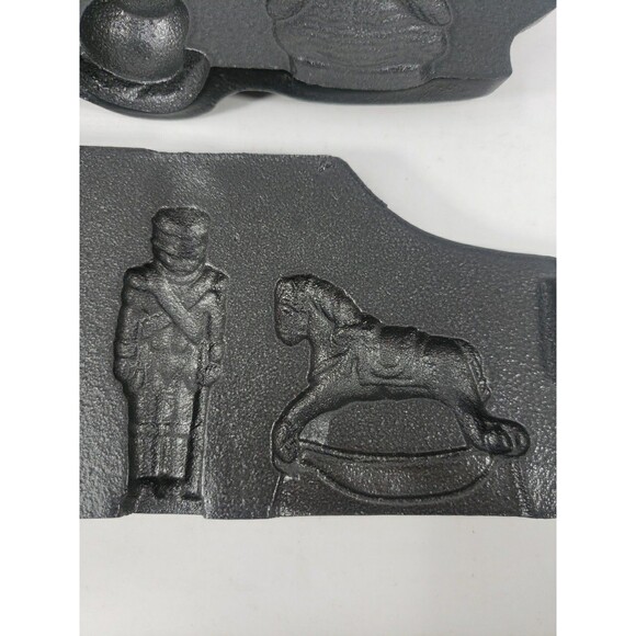 John Wright Christmas Candy Mold Cast Iron Bear Rocking Horse Snowman Soldier - Picture 5 of 16